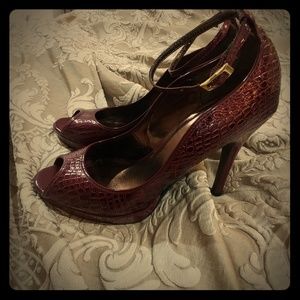 Burgandy snake skin heels